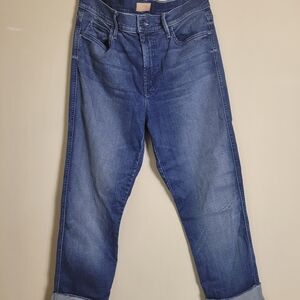 MOTHER Ponyboy High-Rise Frayed  Ankle Jeans Size 31